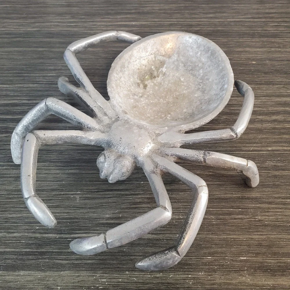 Pewter Large Spider Candy Trinket Dish 9